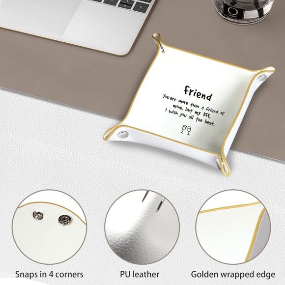 Fanousy Best Friend Gift Ideas, PU Leather Valet Tray Holder Organizer Women - Picture 4 of 4